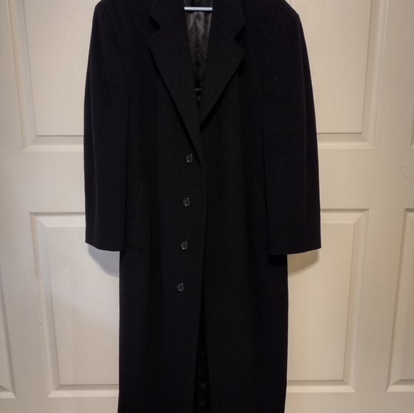 Neiman Marcus Vintage Trump Full Length Black Wool Trench Coat - Picture 2 of 4